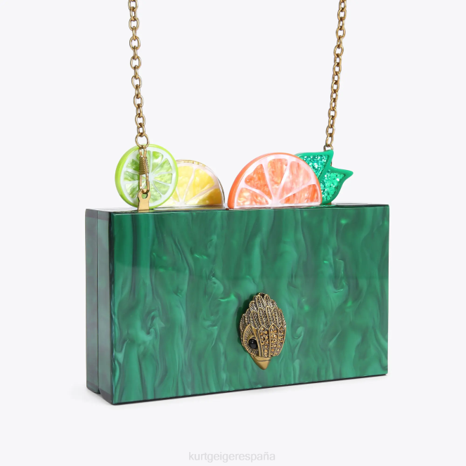 Kurt Geiger mujer bolso de mano con caja de frutas de Londres 2LPR476 | bolsas verde